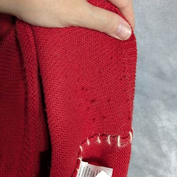 J.Jill Sweater Womens Medium Red Deer Holiday Cotton Yak Fiber Wool Christmas - Picture 10 of 11